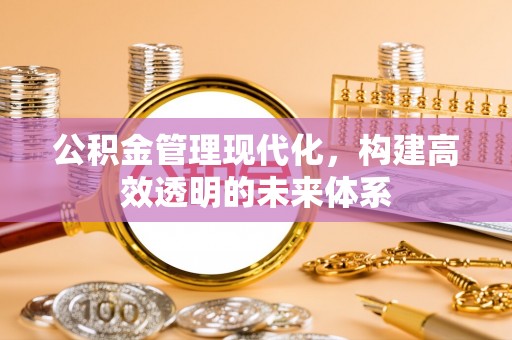 松潘公积金管理现代化，构建高效透明的未来体系