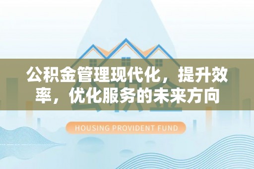 松潘公积金管理现代化，提升效率，优化服务的未来方向